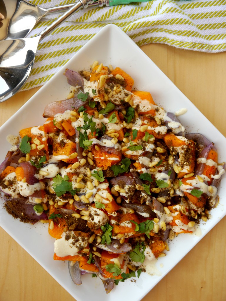 Roasted Butternut Squash with Tahini, Toasted Pine Nuts, and Za'atar | www.mybaconwrappedlife.com