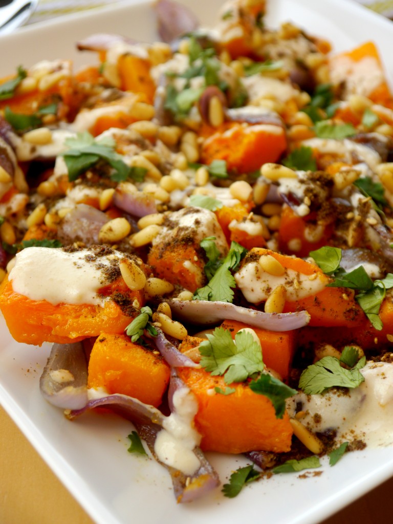 Roasted Butternut Squash with Tahini, Toasted Pine Nuts, and Za'atar 4 | www.mybaconwrappedlife.com