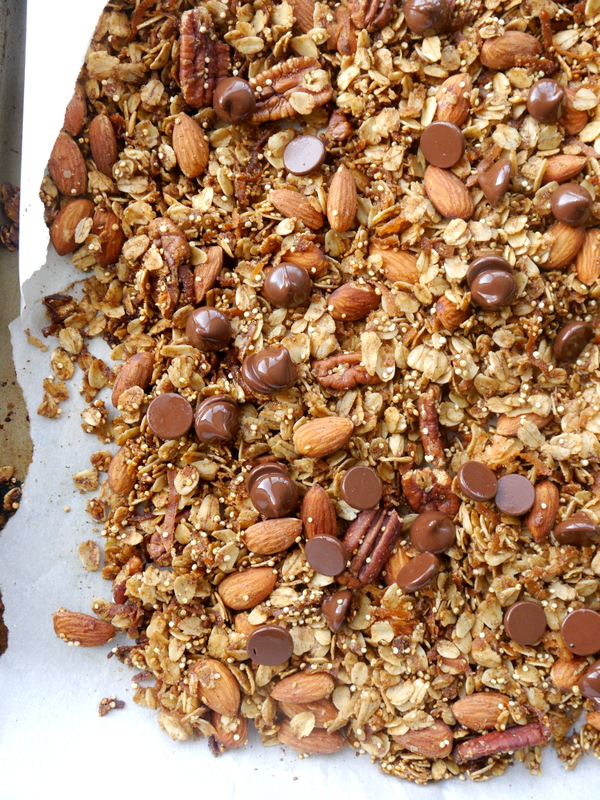 dark chocolate coconut quinoa granola // my bacon-wrapped life