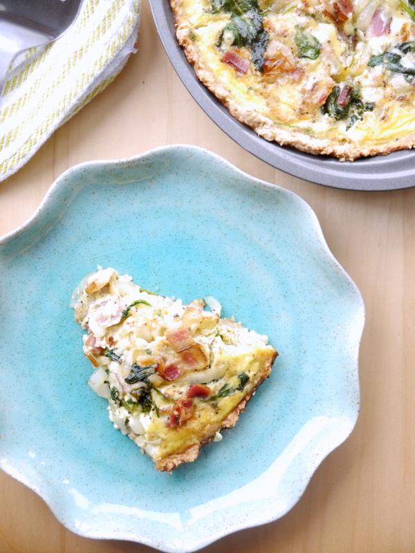 bacon, kale, and caramelized onion quiche with buttermilk oat crust // my bacon-wrapped life