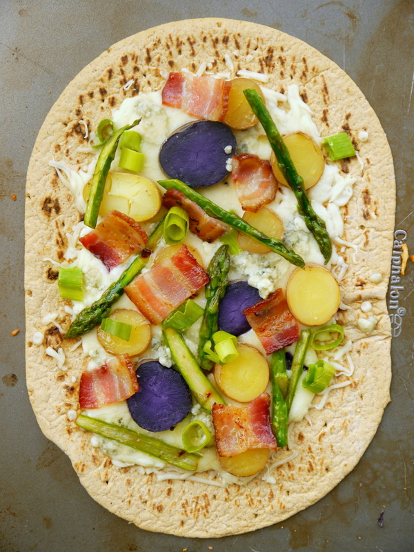 asparagus and fingerling potato flatbread pizza // my bacon-wrapped life