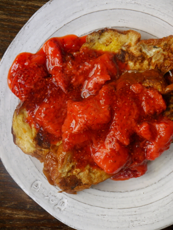 challah french toast with strawberry chia compote // my bacon-wrapped life