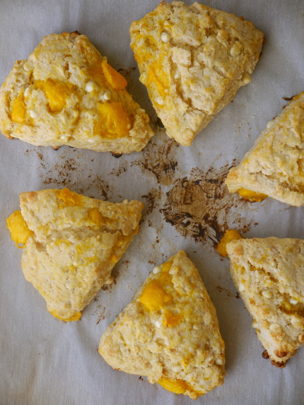 coconut mango white chocolate scones // my bacon-wrapped life