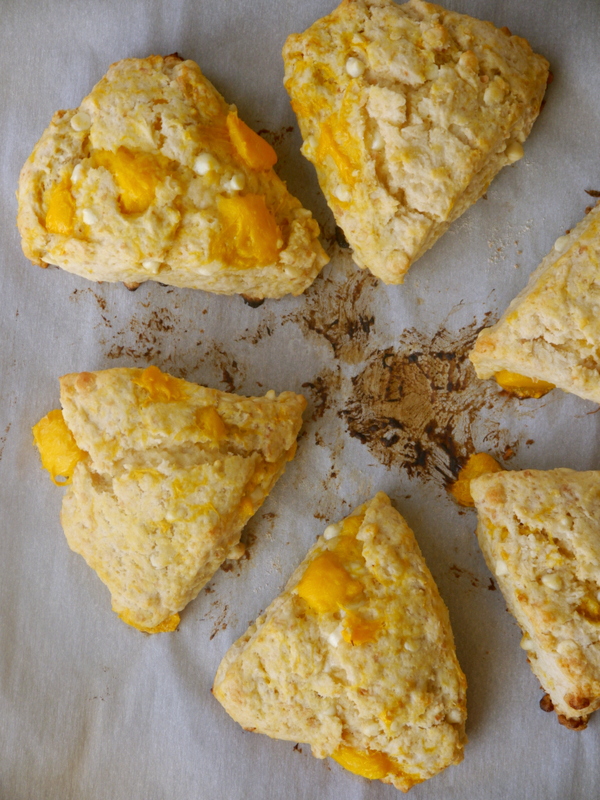 coconut mango white chocolate scones // my bacon-wrapped life