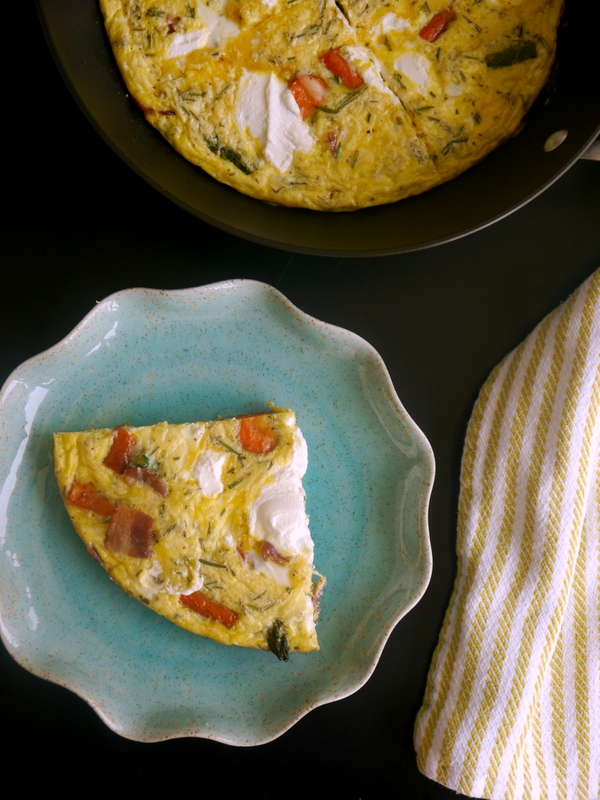 roasted spring vegetable, bacon, and ricotta frittata // my bacon-wrapped life