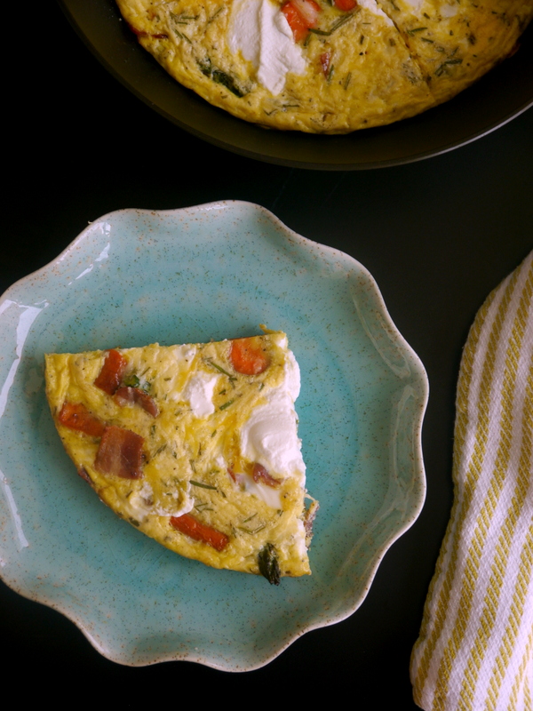 roasted spring vegetable, bacon, and ricotta frittata // my bacon-wrapped life
