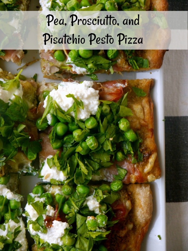 pea, prosciutto, and pistachio pesto pizza // my bacon-wrapped life