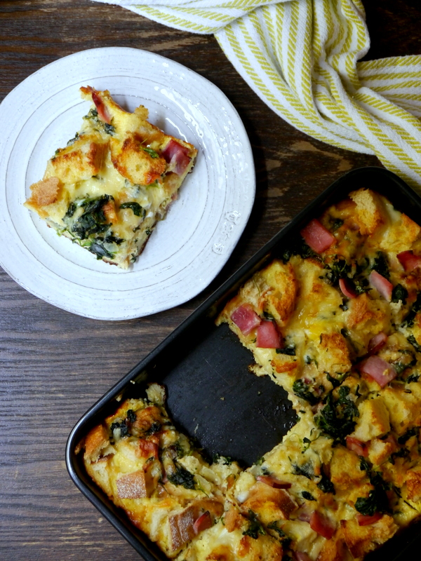 Ham, Gruyere, and Spinach Strata - My Bacon-Wrapped Life